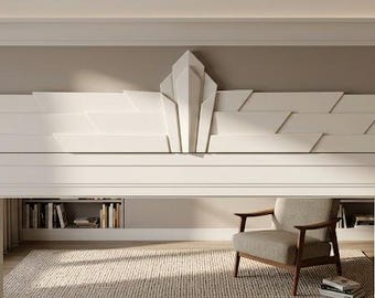Sunburst Art Deco Overdoor Cover 21, 32 & 48 inch| Decorative Plaster Door Trim | Handmade UK