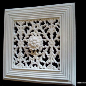 Flora Victorian Adjustable Vent Cover 9x9 inch | Draft-Free Air Vent (Interior & Exterior) | Handmade UK White