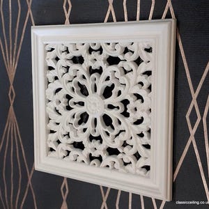 Spring Victorian open/closed Vent Cover 10x10 inch | Draft-Free Air Vent (Interior & Exterior) | Handmade UK white