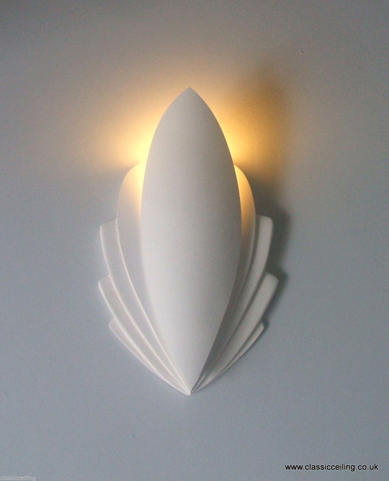 Art Deco Cinema Style Plaster Wall Uplighter Led Orchid Etsy