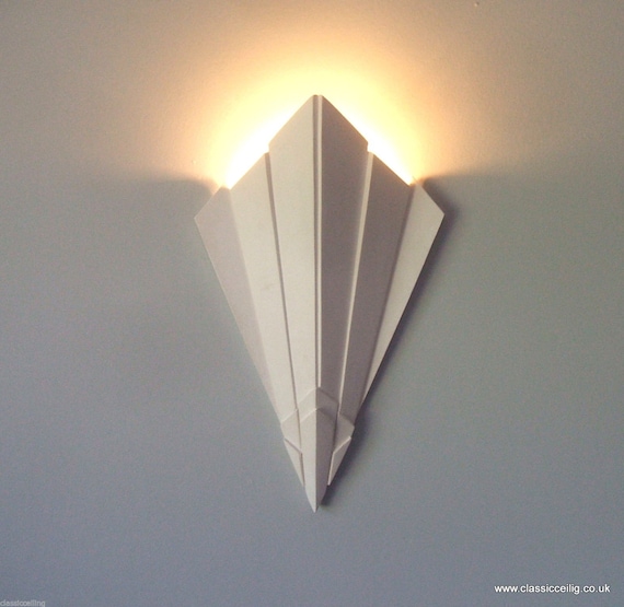 ART DECO cinema STYLE Plaster led wall Uplighter torch Etsy