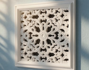 Victorian Spring Vent Cover 10x10 inch | Decorative Plaster Air Vent | Handmade UK