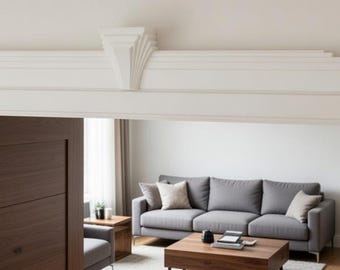 Linear Art Deco Overdoor Cover 32x3.25 inch | Decorative Plaster Door Trim | Handmade UK