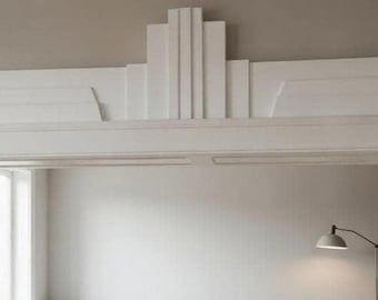 Aero Art Deco Overdoor Cover 26x6 inch | Decorative Plaster Door Trim | Handmade UK