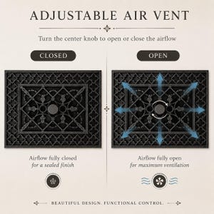 Hilite Victorian Adjustable Vent Cover 10.5x8 inch | Draft-Free Air Vent (Interior & Exterior) | Handmade UK image 6