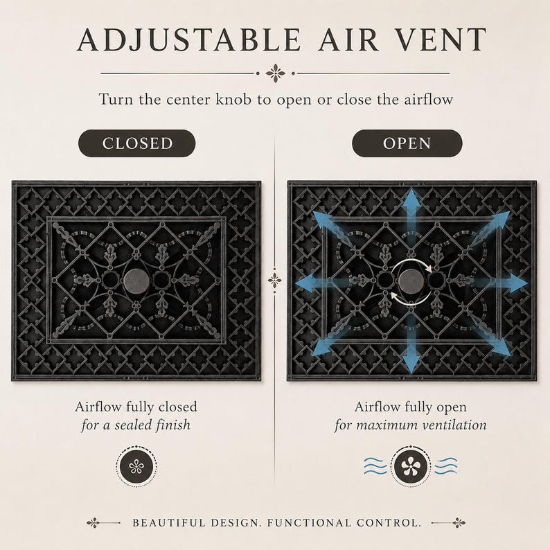 Hilite Victorian Adjustable Vent Cover 10.5x8 inch | Draft-Free Air Vent (Interior & Exterior) | Handmade UK image 6