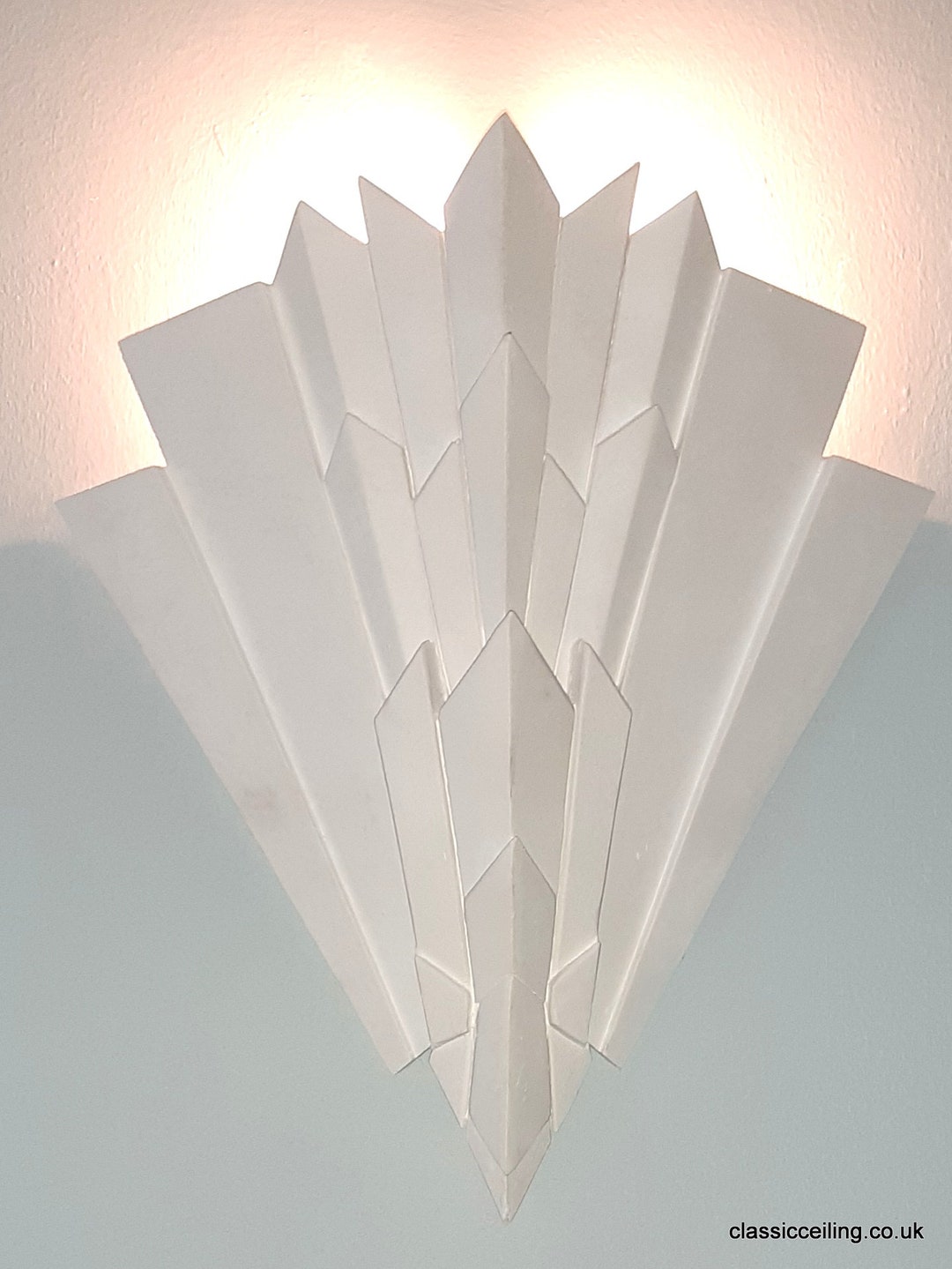 Art Deco Cinema Style Plaster Wall Uplighter Led sunburst Etsy UK