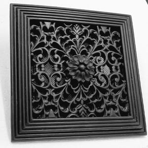 Flora Victorian Adjustable Vent Cover 9x9 inch | Draft-Free Air Vent (Interior & Exterior) | Handmade UK Black