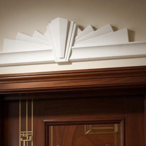 Overdoor Art Deco Cover 21x4 inch | Decorative Plaster Door Trim | Handmade UK