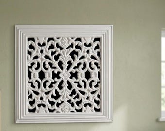 Floral Victorian Vent Cover 9x9 inch | Decorative Plaster Air Vent | Handmade UK