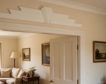Lotus Art Deco Overdoor Cover 22x4 inch | Decorative Plaster Door Trim | Handmade UK