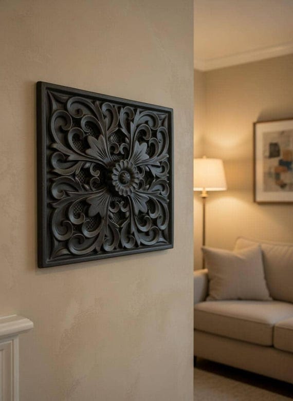 Lavender Floral Adjustable Vent Cover 6.5x6.5 inch | Draft-Free Air Vent (Interior & Exterior) | Handmade UK