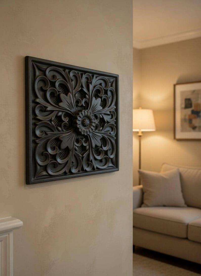Lavender Floral Adjustable Vent Cover 6.5x6.5 inch | Draft-Free Air Vent (Interior & Exterior) | Handmade UK image 1
