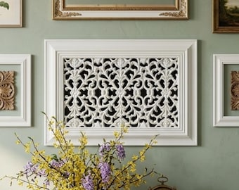 Flora Victorian Vent Cover 14x10 inch | Decorative Plaster Air Vent | Handmade UK