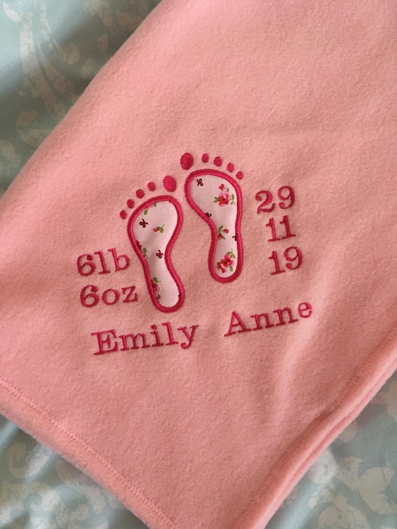 Personalised Embroidered Baby Fleece Blanket for Boys /& Girls Christening Gift