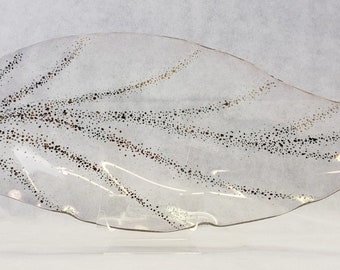 ヴィンテージガラスリーフサービングディッシュ