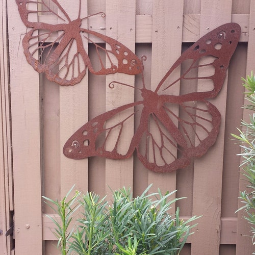 Outdoor Metal Wall Art Natural Steel Wall Art Monarch Etsy
