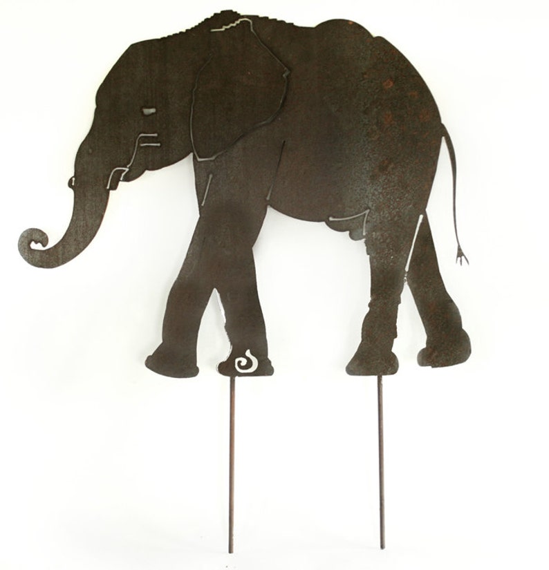 Metal Yard Art Natural Steel Yard Art Elephant Garden Etsy