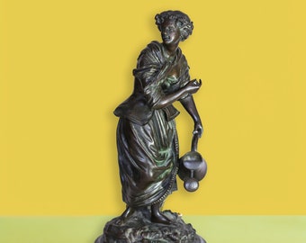 ANTIQUE French Bronze Figurine 1851, Blavier, Original Patination FREE S&H