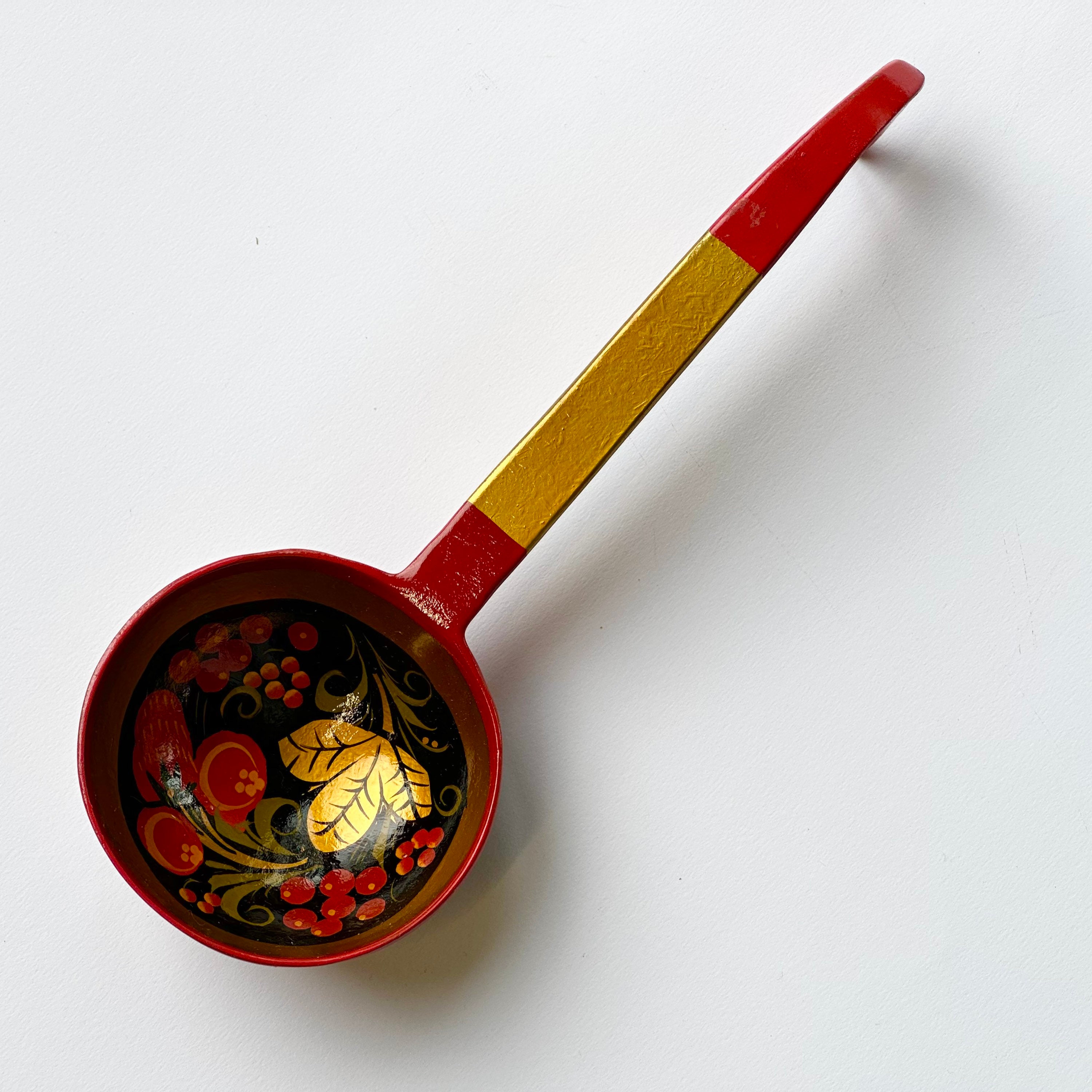 Traditional Russian Hand-Painted Khokhloma Spoons Set Of 6 Wooden Spoons Golden Red Kitchen Accessories Tableware Serving Dishes Russian Souvenir Unique Gift