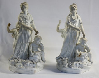 DERBY 1784-1800 TWO Figure Groups Poetry, Soft-Paste Porcelain