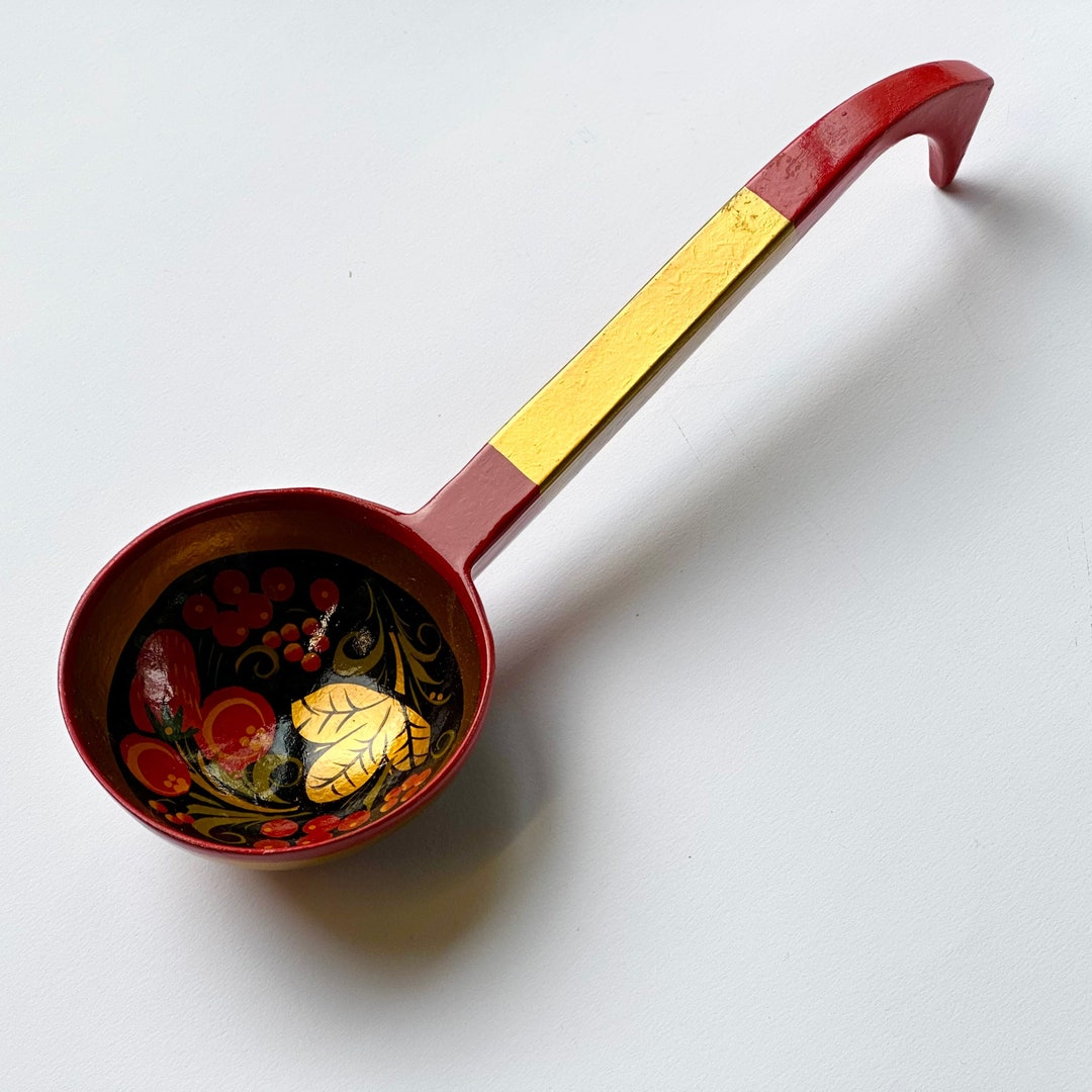 Handmade Lacquered Wooden Ladle Spoon - Large