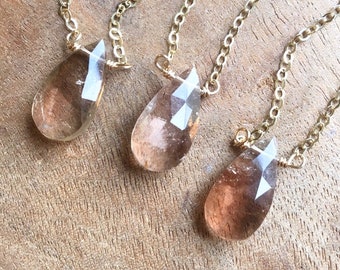 Handcrafted Imperial Topaz Pendant Necklace: 14K Gold Fill or Sterling Silver