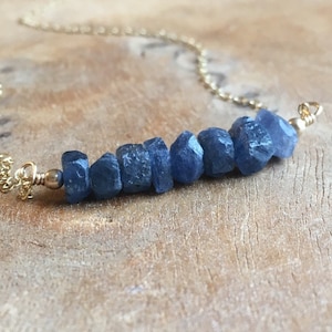 Raw Blue Sapphire Necklace, September Birthstone Necklace, Raw Stone Necklace, Gift For Women