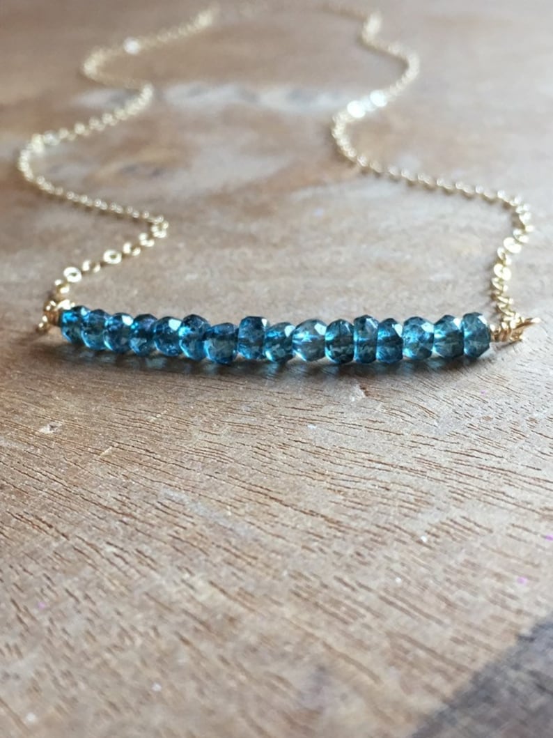 London Blue Topaz Necklace Topaz Gemstone Necklace December Birthstone Necklace Topaz Jewelry Silver or Gold image 2