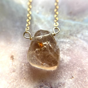 Raw Imperial Topaz Necklace 14Kt Gold Filled or Sterling Silver, November Birthstone Jewelry, Topaz Jewelry