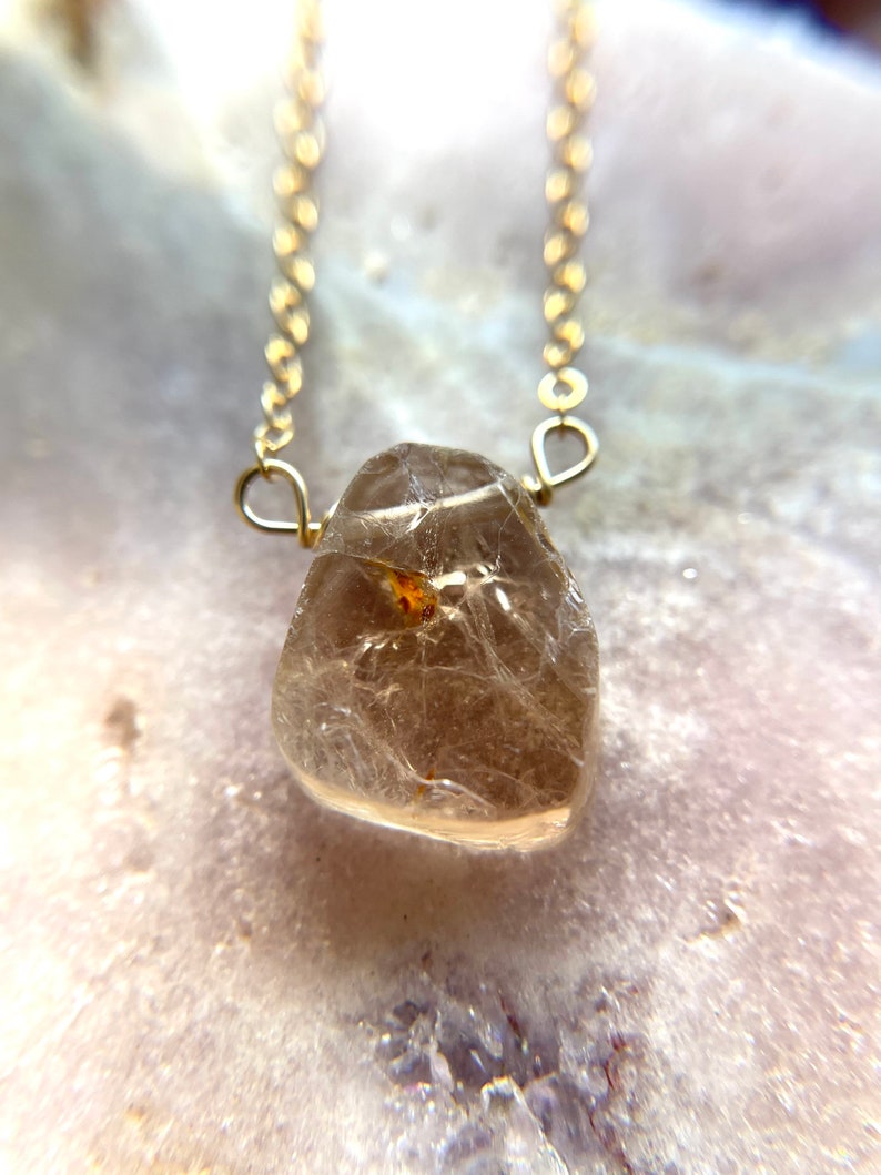 Raw Imperial Topaz Necklace, November Birthstone Necklace, Topaz Jewelry, Necklaces For Women, Gift For Women image 1