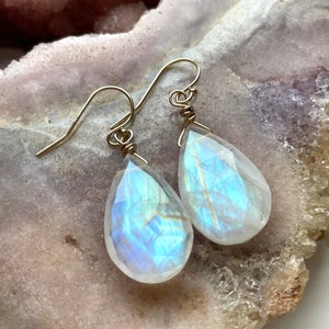 Rainbow Moonstone Earrings Sterling Silver, Drop Earrings, Dangle Earrings, Statement Earrings, June Birthstone