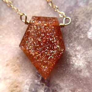 Sunstone Pendant Necklace: Sterling Silver or 14kt Gold Filled Chain