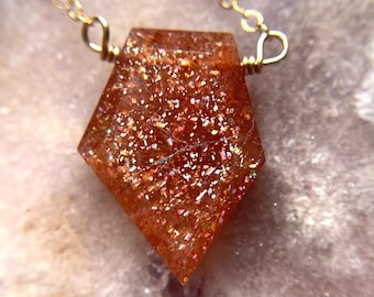 Sunstone Pendant Necklace: Sterling Silver or 14kt Gold Filled Chain