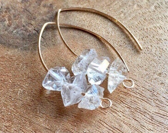 Herkimer Diamond Earrings, April Birthstone Earrings, Raw Crystal Earrings, 30th Birthday Gift For Women, Gift For Her