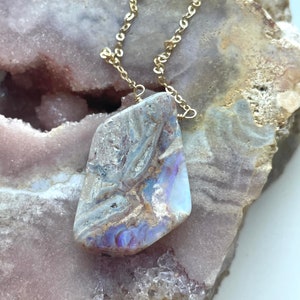 Raw Opal Necklace, Australian Opal, Opal Pendant, Genuine Opal Necklace, Natural Opal Necklace, October Birthstone Necklace, Gift For Women image 8