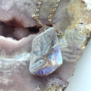 Raw Opal Necklace, Australian Opal, Opal Pendant, Genuine Opal Necklace, Natural Opal Necklace, October Birthstone Necklace, Gift For Women image 4