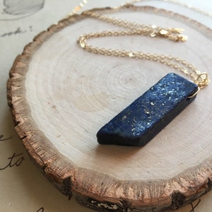 Raw Lapis Lazuli Pendant Necklace: Sterling Silver or Gold Chain