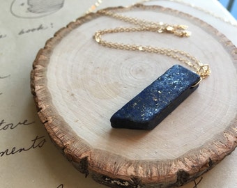 Lapis Lazuli Necklace  - Gold Necklace - Gemstone Necklace  - Lapis Lazuli Jewelry  - Raw Stone Necklace - Necklace For Women Gift