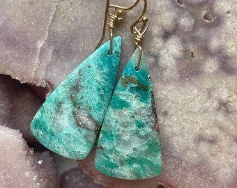 Chrysocolla Earrings, Crystal Statement Earrings, Gemstone Earrings, Gift For Her, Gift For Women