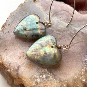 Labradorite Dangle Earrings: 14kt Gold Fill, Boho Bridal Jewelry