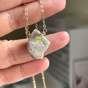 Opal Necklace Raw Opal Necklace October Birthstone Necklace Opal Jewelry Raw Stone Necklace Gift For Mom Raw Opal image 6