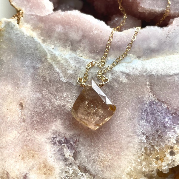Imperial Topaz Crystal Necklace - Topaz Pendant - November Birthstone Necklace , Birthday Gift For Women, Wife, Mom, Her