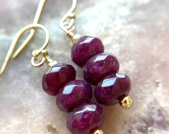 Sterling Silver Ruby Dangle Earrings: July Birthstone Jewelry