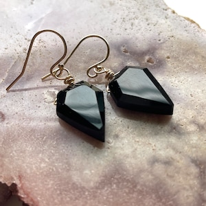 Black Tourmaline Earrings, Raw Tourmaline Earrings, Dangle Earrings, Black Tourmaline Crystal
