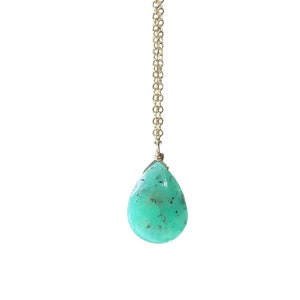 Chrysoprase Pendant Necklace On 14kt gold fill   - Chrysoprase Statement Jewelry - Raw Stone Necklace