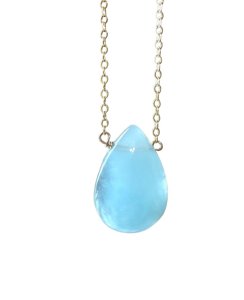Large Aquamarine Pendant Necklace on Gold Aquamarine Jewelry Etsy