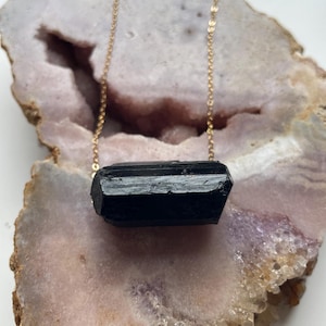 Black Tourmaline Pendant Necklace, Empath Protection Necklace, Crystal Necklace, Gift For Women, Gift For Her