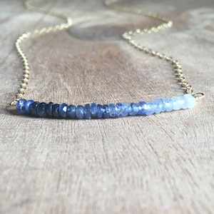 Sapphire Necklace Raw Sapphire Necklace Sapphire September Birthstone Necklace Sapphire Jewelry Gift For Wife Silver or Gold image 3