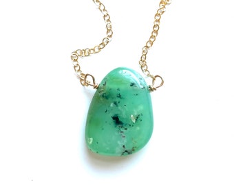 Chrysoprase Pendant, Chrysoprase Necklace,  Raw Crystal Necklace, Green Opal Necklace, Gift For Women Necklaces for Women